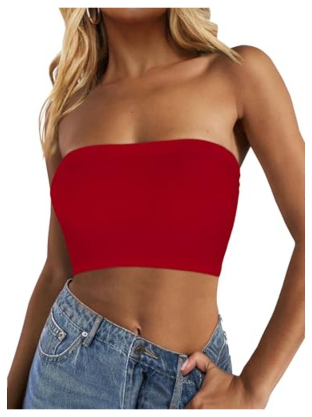 Women's Strapless Tube Top Corset Sleeveless Crop Top Summer Bandeau Shirt